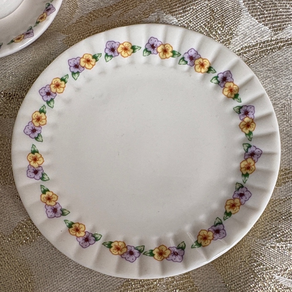 Vintage Miniature Floral White Porcelain Tea Set - Picture 2 of 10